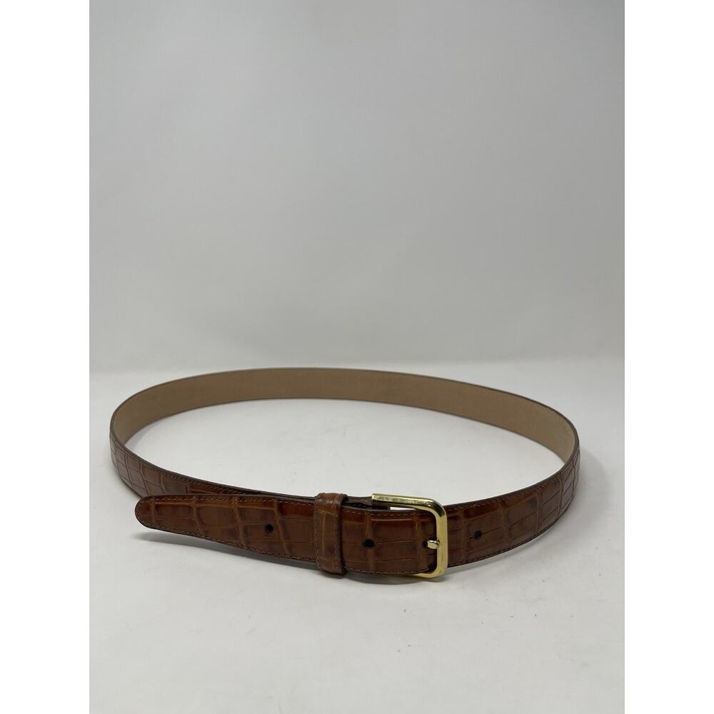 Brighton Women's Belt Sz 38 Genuine Embossed Calfskin on Saddled Leather Brown